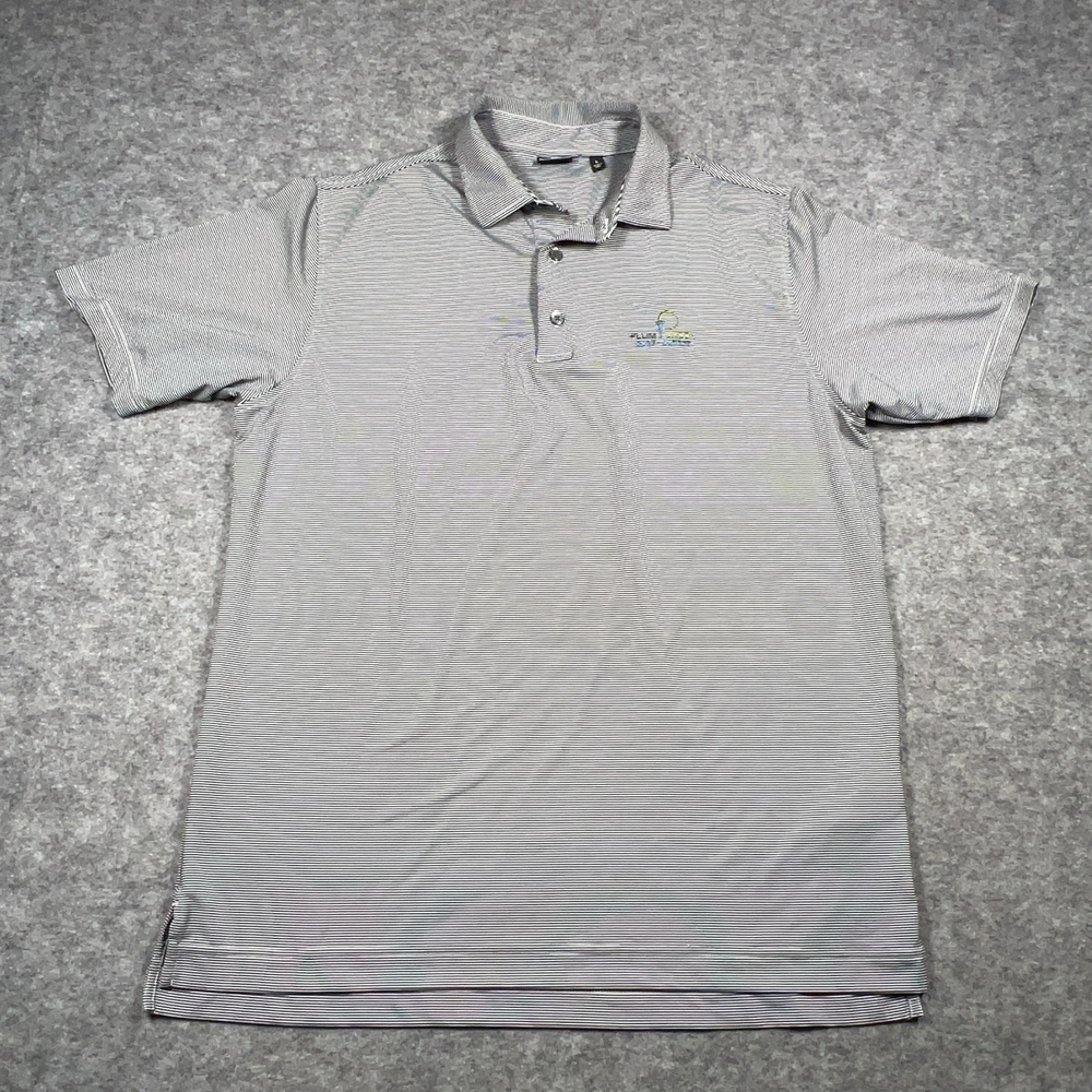 FootJoy Polo Shirt Mens L White Striped Golf Performance Plum Creek Golf Casual